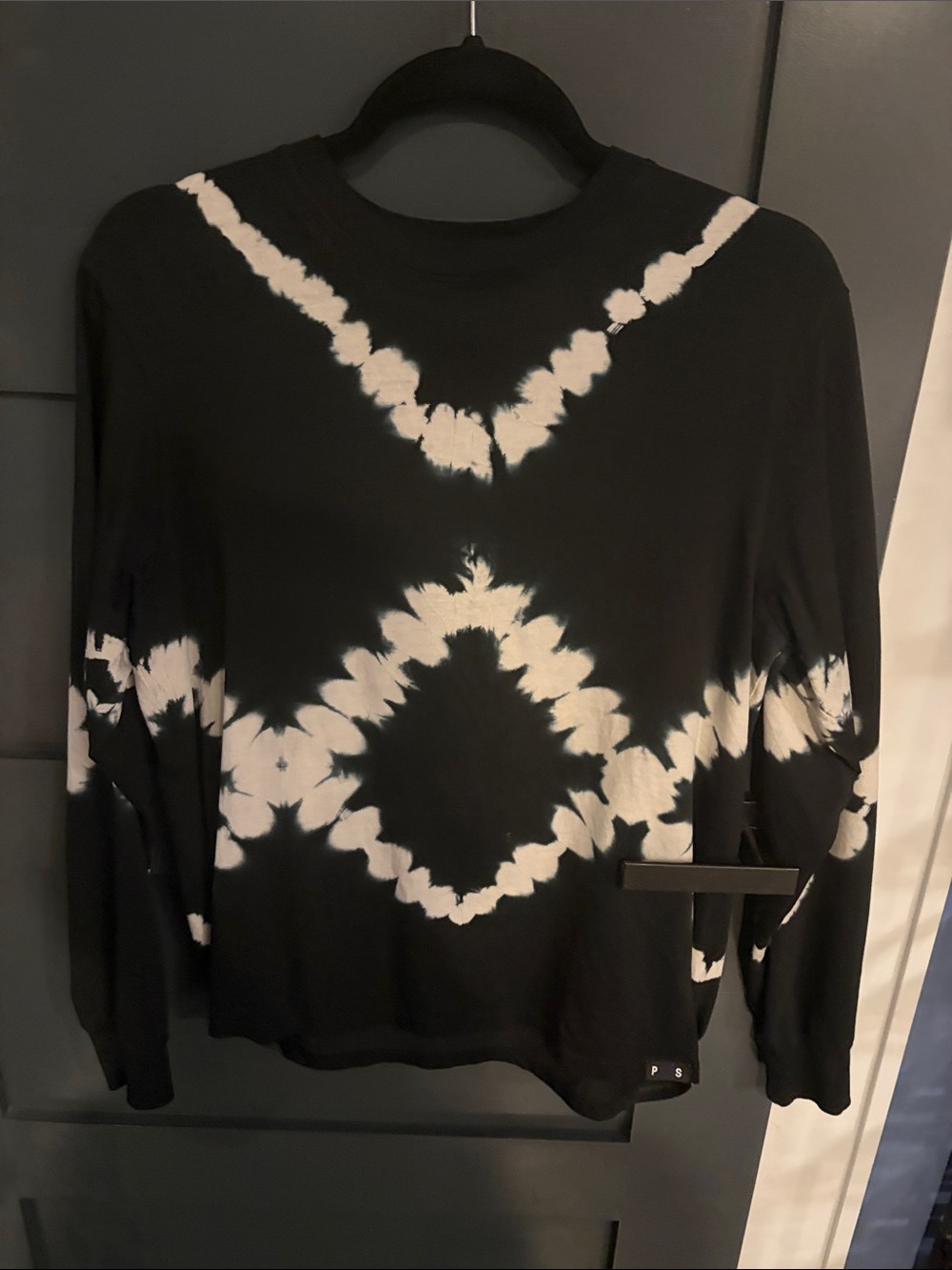 Proenza Schouler Black & White Tie-Dye Diamond Crewneck Sweatshirt